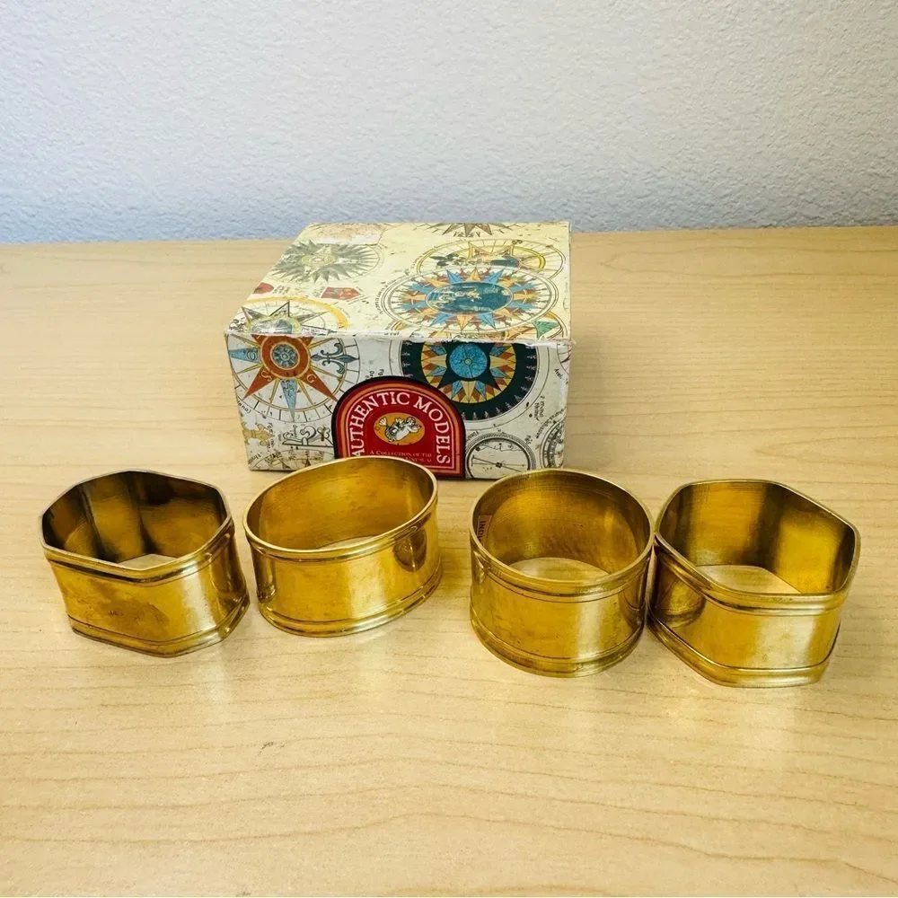 Brass Nautical Napkin Holders Vintage Anchor Set‎ of 4
